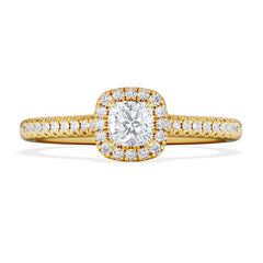 Lumia Cushion Cut Lab Diamond Halo Ring 0.50ct F/VS in 18K Gold Vermeil