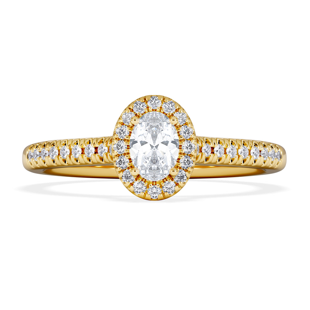 Lumia Oval Cut Lab Diamond Halo Ring 0.50ct F/VS in 18K Gold Vermeil