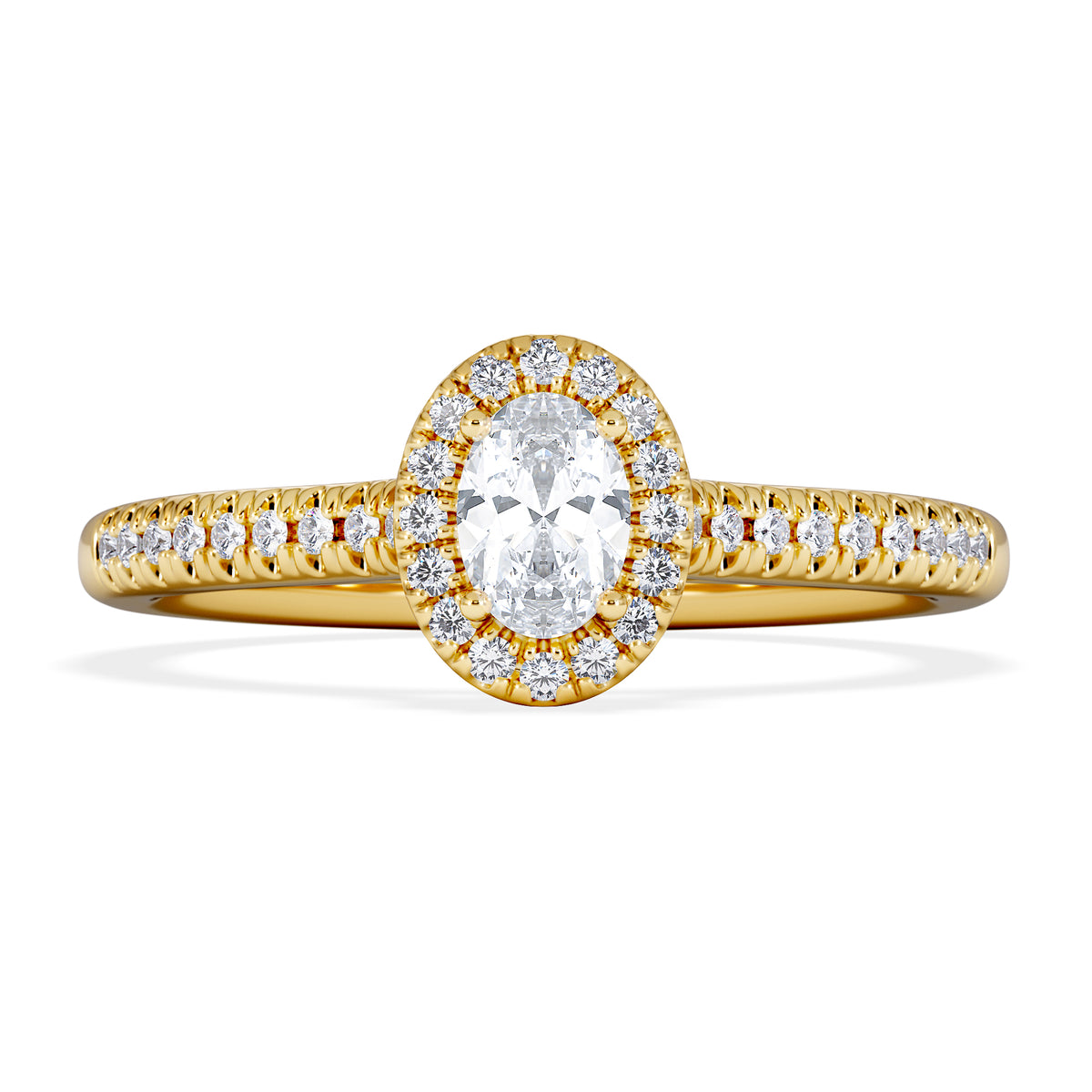Lumia Oval Cut Lab Diamond Halo Ring 0.50ct F/VS in 18K Gold Vermeil