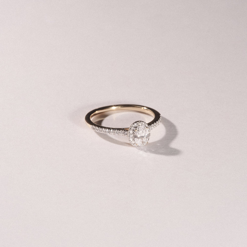 Lumia Oval Cut Lab Diamond Halo Ring 0.50ct F/VS in 18K Gold Vermeil