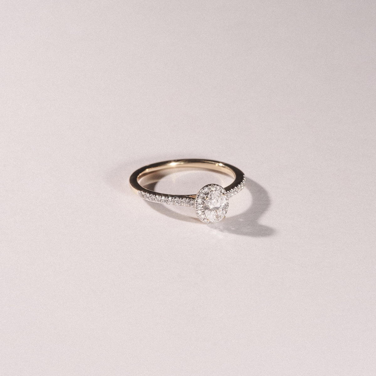 Lumia Oval Cut Lab Diamond Halo Ring 0.50ct F/VS in 18K Gold Vermeil