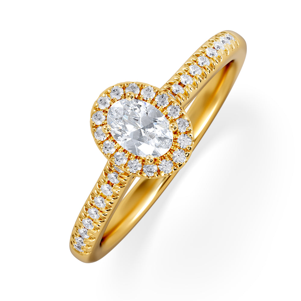 Lumia Oval Cut Lab Diamond Halo Ring 0.50ct F/VS in 18K Gold Vermeil