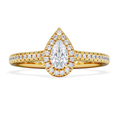 Lumia Pear Cut Lab Diamond Halo Ring 0.50ct F/VS in 18K Gold Vermeil
