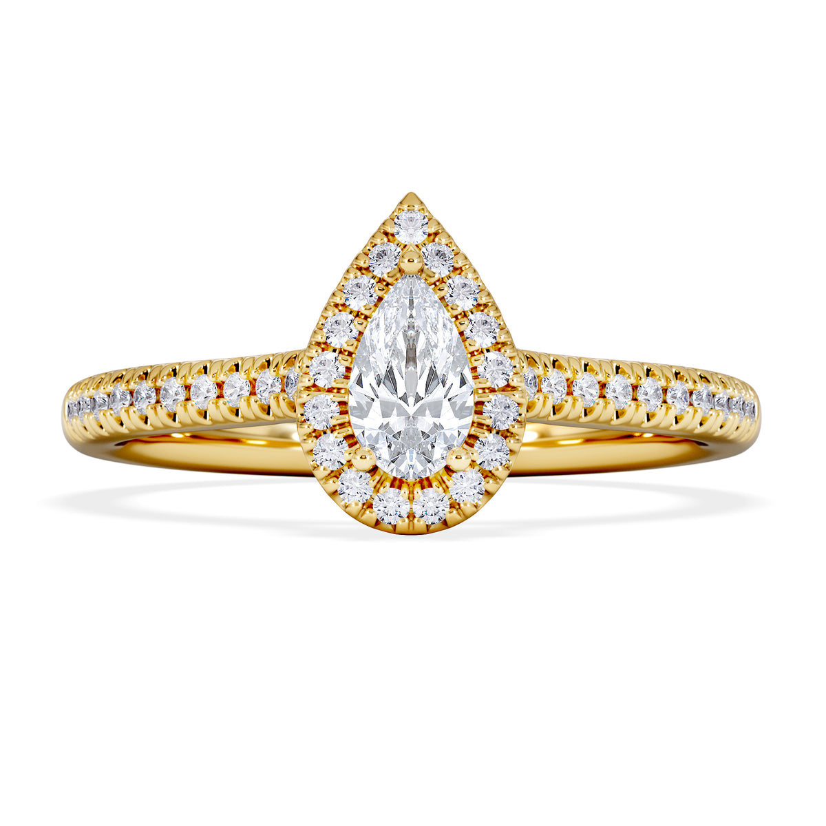 Lumia Pear Cut Lab Diamond Halo Ring 0.50ct F/VS in 18K Gold Vermeil