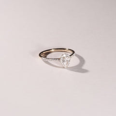 Lumia Pear Cut Lab Diamond Halo Ring 0.50ct F/VS in 18K Gold Vermeil