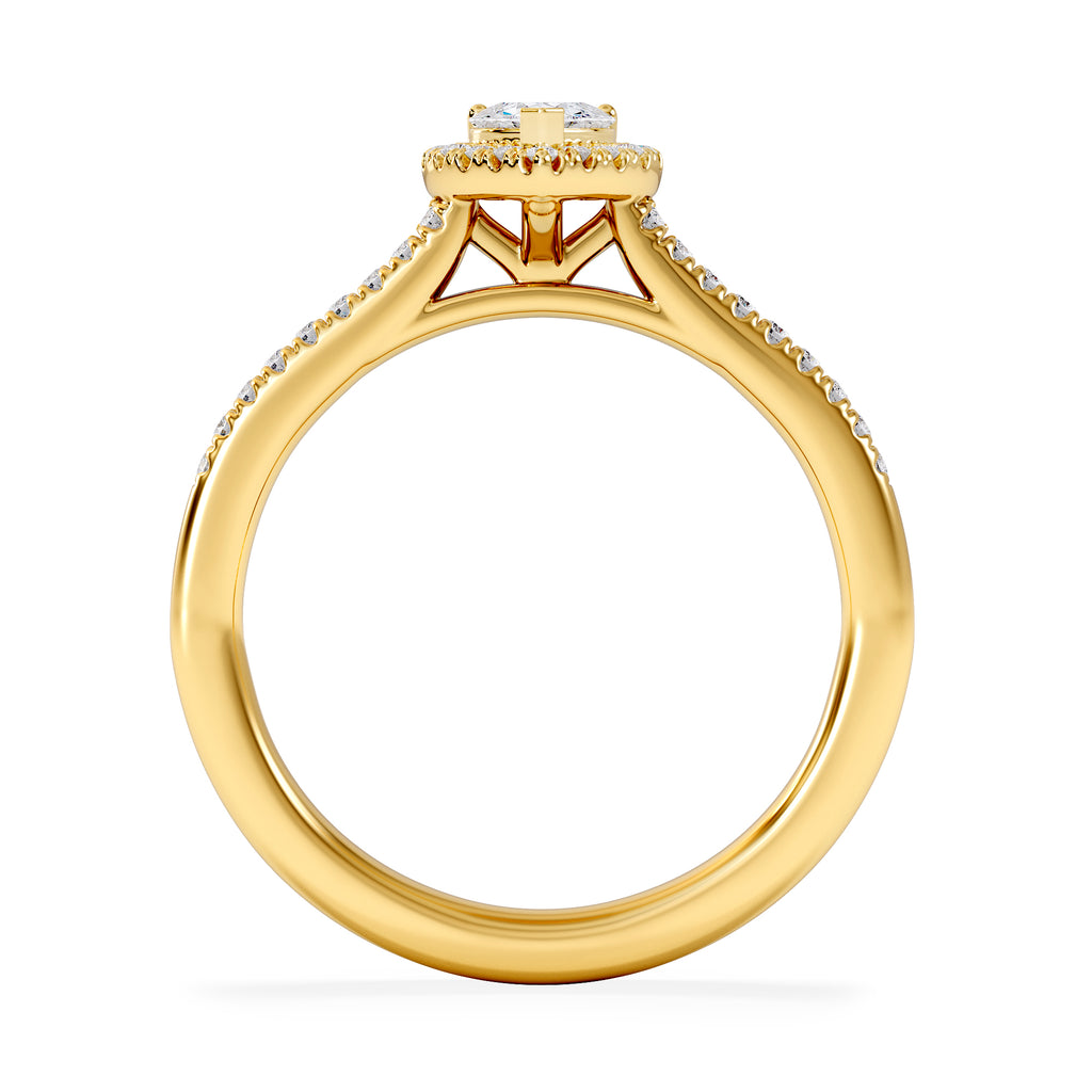 Lumia Heart Cut Lab Diamond Halo Ring 0.50ct F/VS in 18K Gold Vermeil