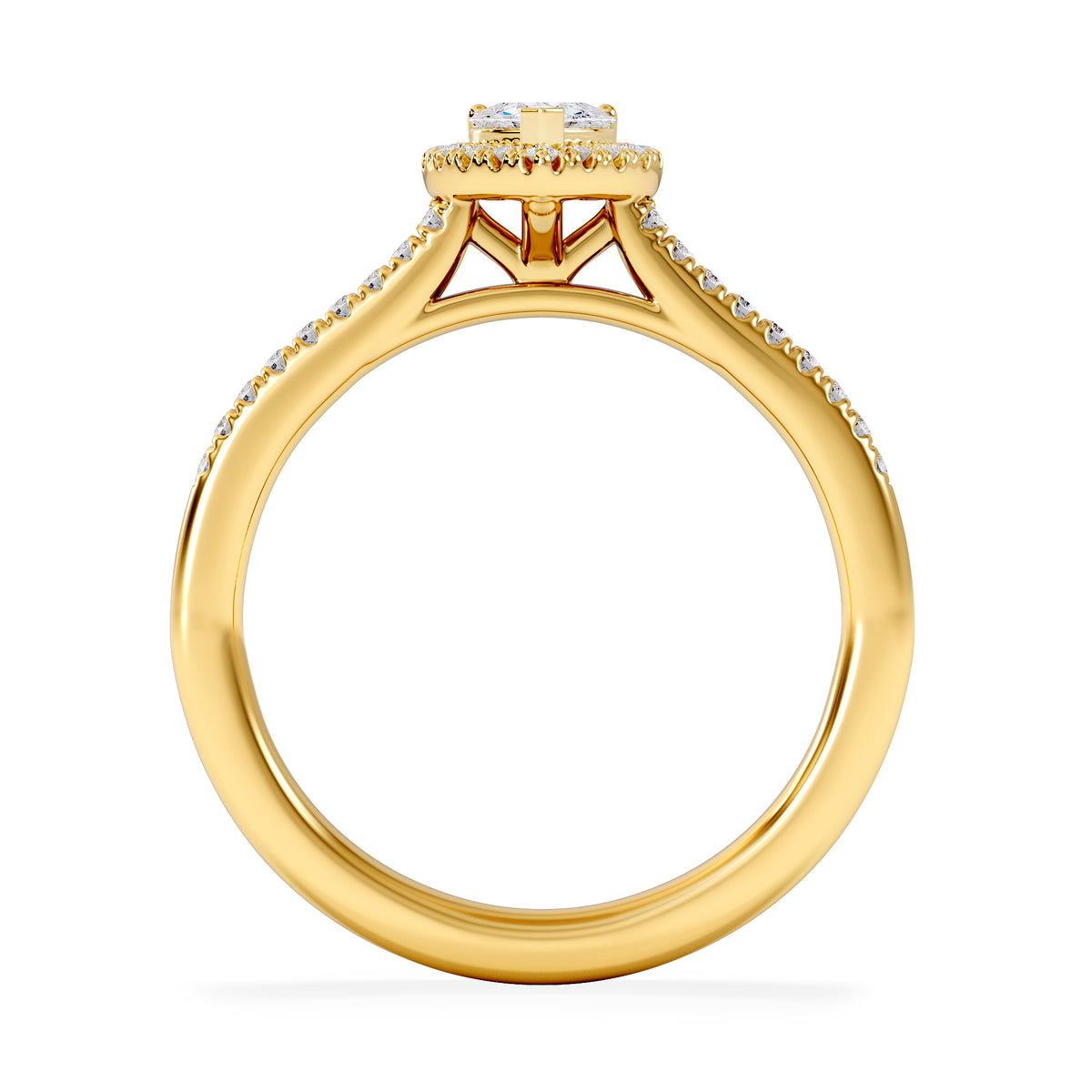 Lumia Heart Cut Lab Diamond Halo Ring 0.50ct F/VS in 18K Gold Vermeil