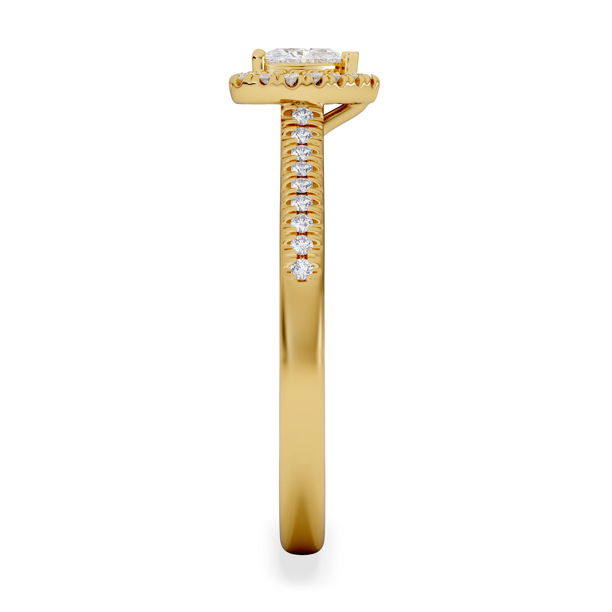 Lumia Heart Cut Lab Diamond Halo Ring 0.50ct F/VS in 18K Gold Vermeil