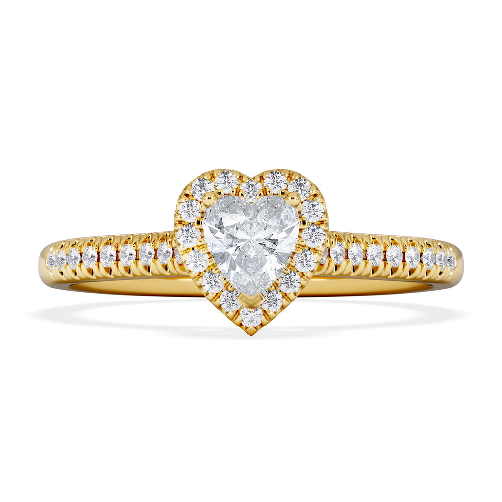 Lumia Heart Cut Lab Diamond Halo Ring 0.50ct F/VS in 18K Gold Vermeil