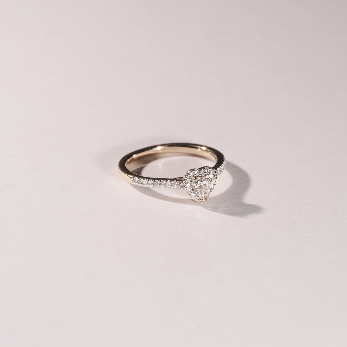 Lumia Heart Cut Lab Diamond Halo Ring 0.50ct F/VS in 18K Gold Vermeil