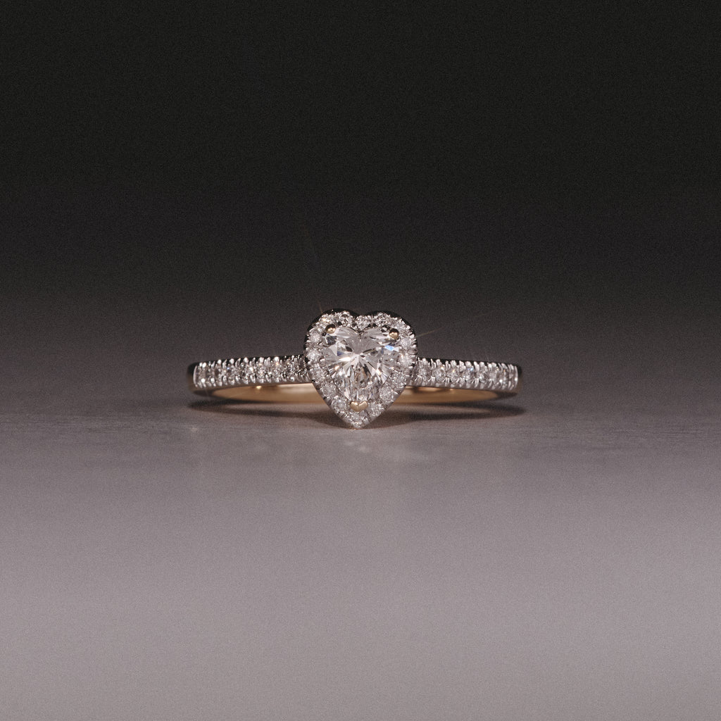 Lumia Heart Cut Lab Diamond Halo Ring 0.50ct F/VS in 18K Gold Vermeil