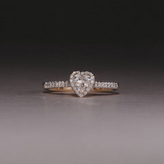 Lumia Heart Cut Lab Diamond Halo Ring 0.50ct F/VS in 18K Gold Vermeil