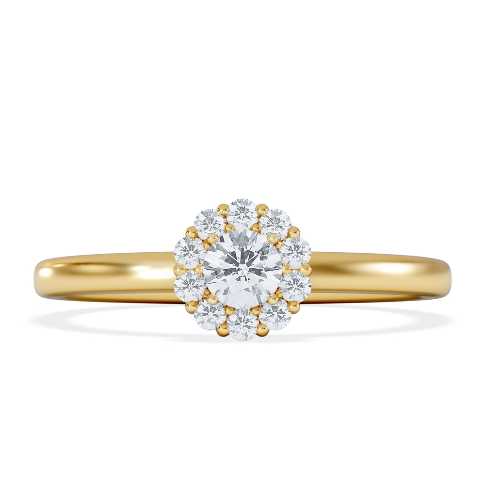 The Fleur Halo 0.30ct  H/SI Round Cut Lab Diamond Ring in 18K Gold Vermeil