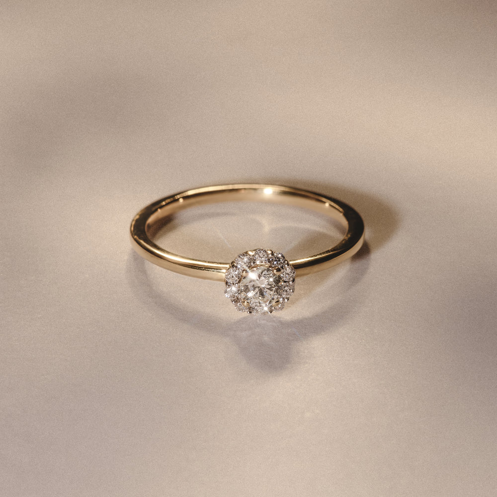 The Fleur Halo 0.30ct  H/SI Round Cut Lab Diamond Ring in 18K Gold Vermeil