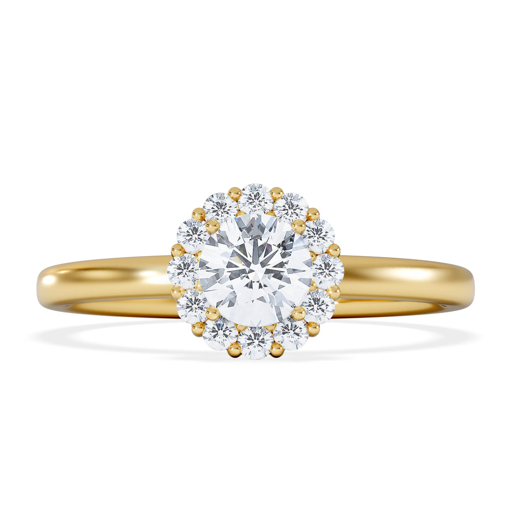 The Fleur Halo 0.50ct  H/SI Round Cut Lab Diamond Ring in 18K Gold Vermeil