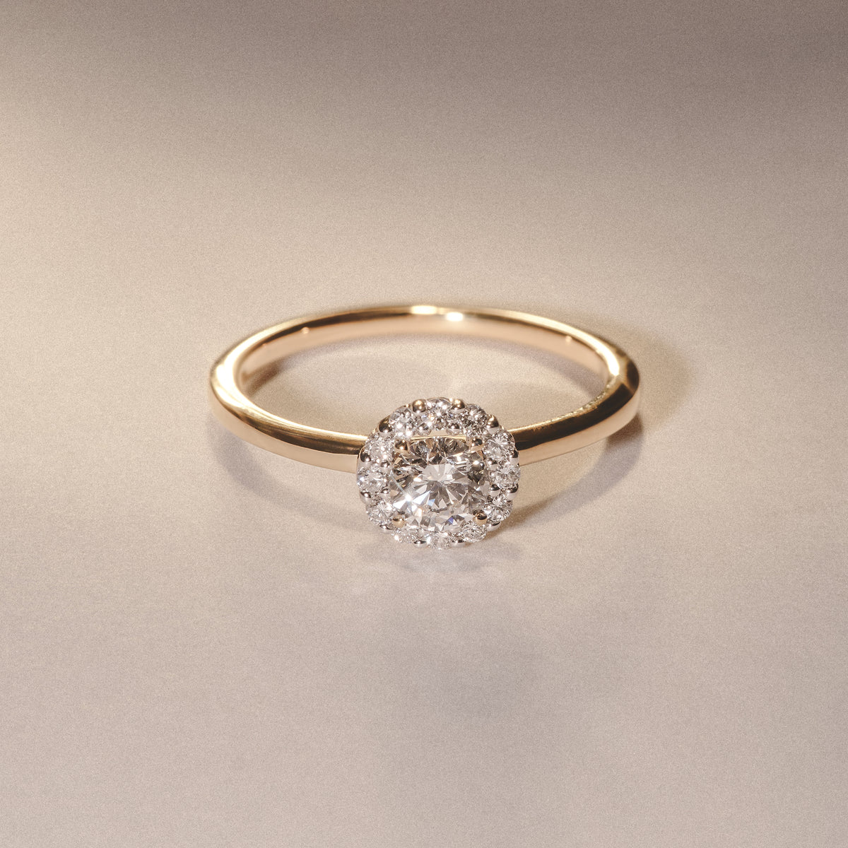 The Fleur Halo 0.50ct  H/SI Round Cut Lab Diamond Ring in 18K Gold Vermeil