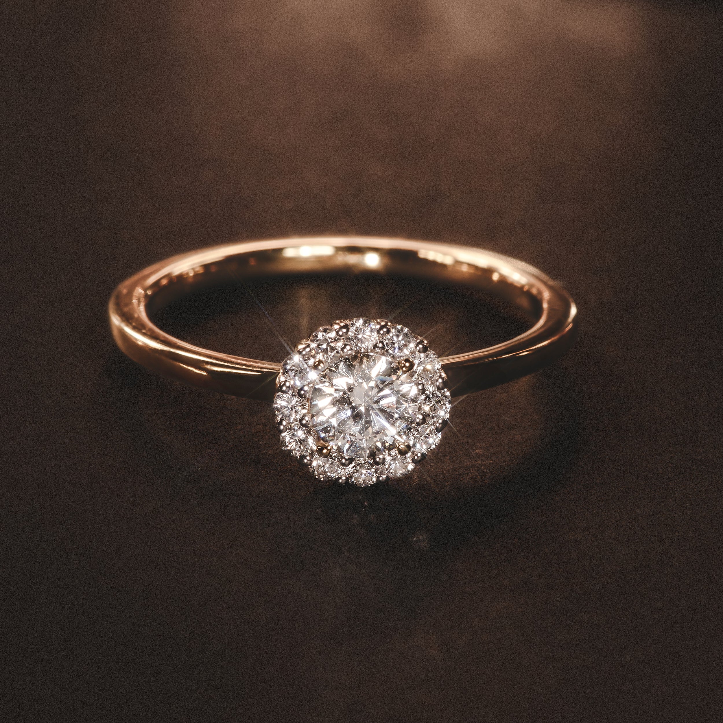 The Fleur Halo 0.50ct  H/SI Round Cut Lab Diamond Ring in 18K Gold Vermeil