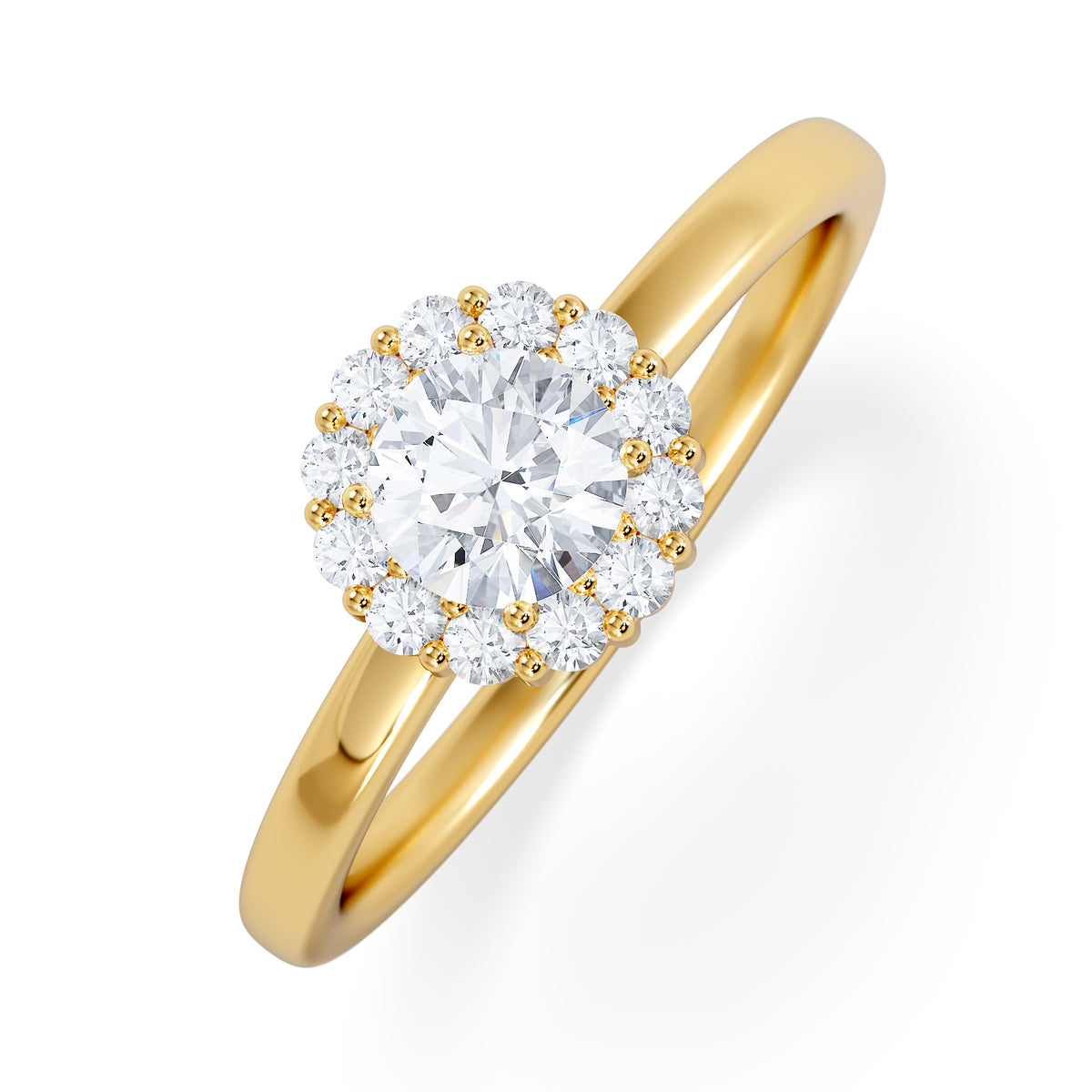 The Fleur Halo 0.50ct  H/SI Round Cut Lab Diamond Ring in 18K Gold Vermeil