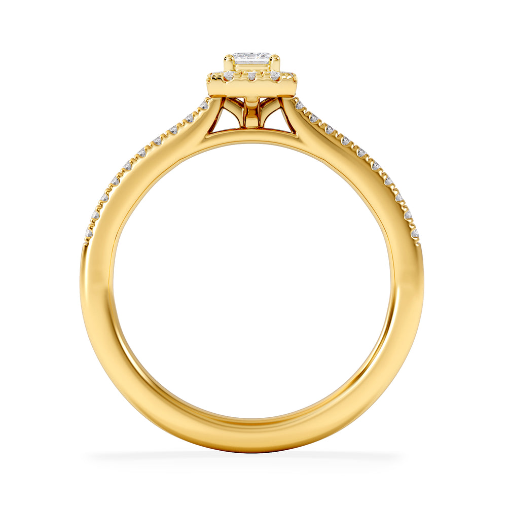Lumia Emerald Cut Lab Diamond Halo Ring 0.33ct F/VS in 18K Gold Vermeil