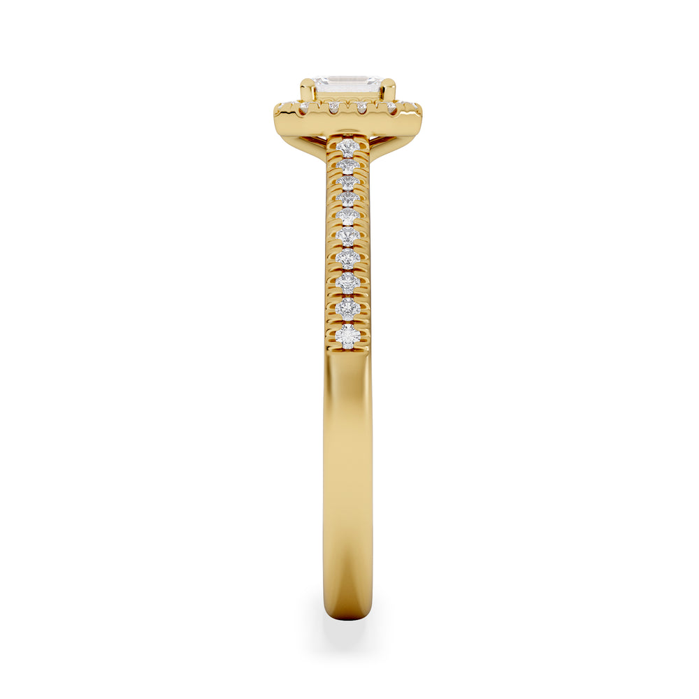 Lumia Emerald Cut Lab Diamond Halo Ring 0.33ct F/VS in 18K Gold Vermeil