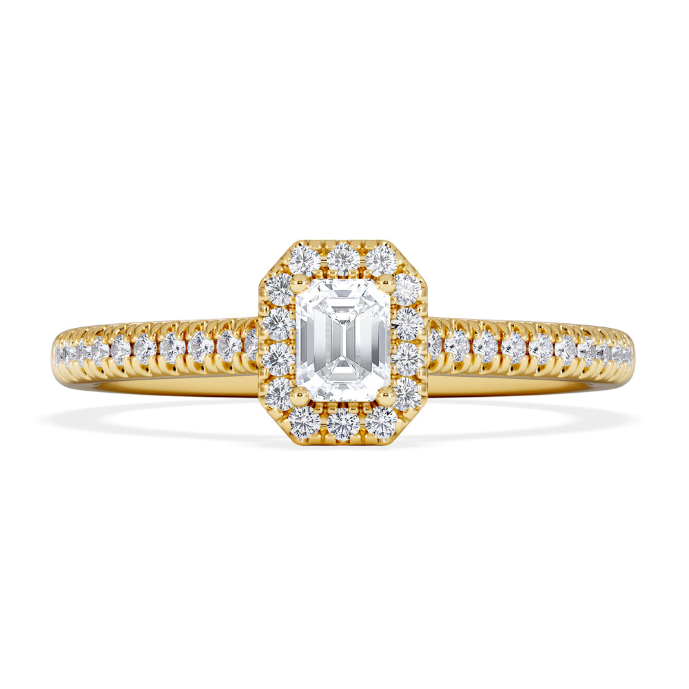 Lumia Emerald Cut Lab Diamond Halo Ring 0.33ct F/VS in 18K Gold Vermeil