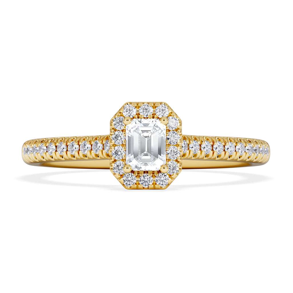 Lumia Emerald Cut Lab Diamond Halo Ring 0.33ct F/VS in 18K Gold Vermeil