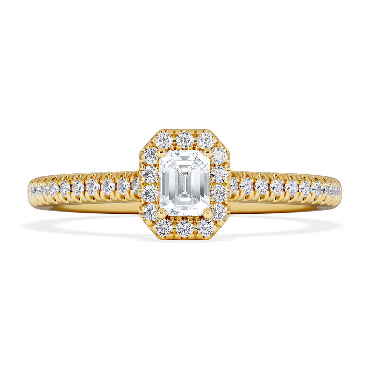 Lumia Emerald Cut Lab Diamond Halo Ring 0.33ct F/VS in 18K Gold Vermeil
