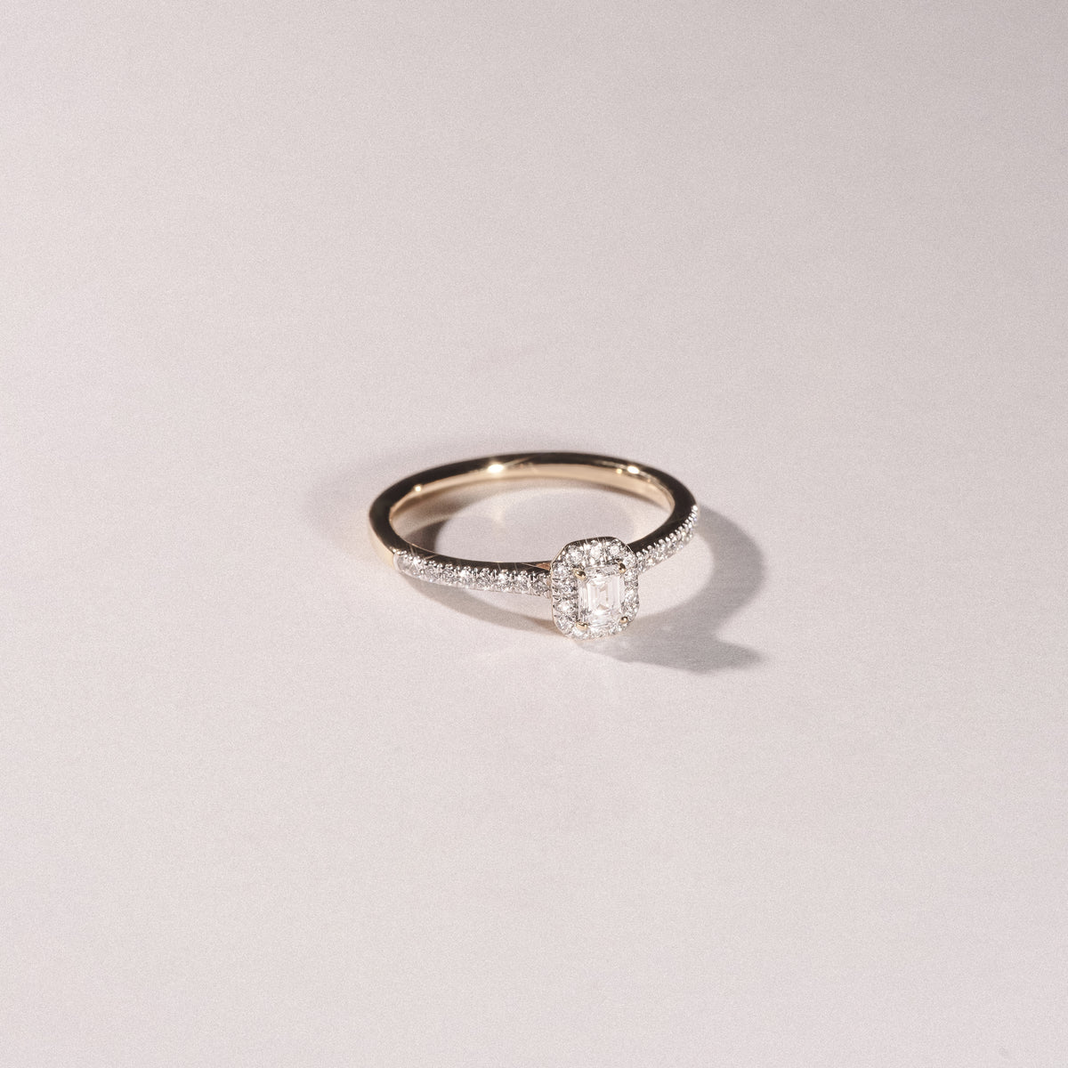 Lumia Emerald Cut Lab Diamond Halo Ring 0.33ct F/VS in 18K Gold Vermeil