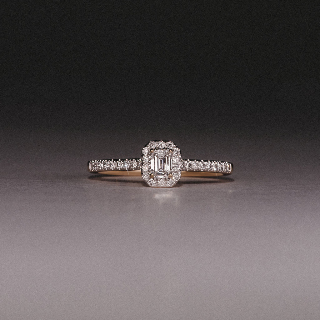 Lumia Emerald Cut Lab Diamond Halo Ring 0.33ct F/VS in 18K Gold Vermeil