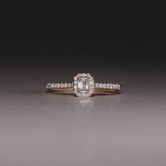 Lumia Emerald Cut Lab Diamond Halo Ring 0.33ct F/VS in 18K Gold Vermeil