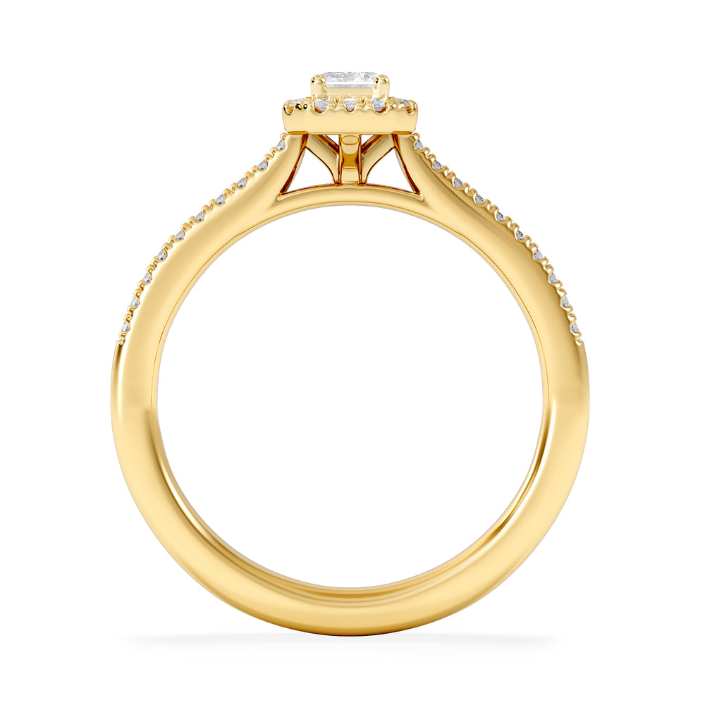 Lumia Emerald Cut Lab Diamond Halo Ring 0.50ct F/VS in 18K Gold Vermeil