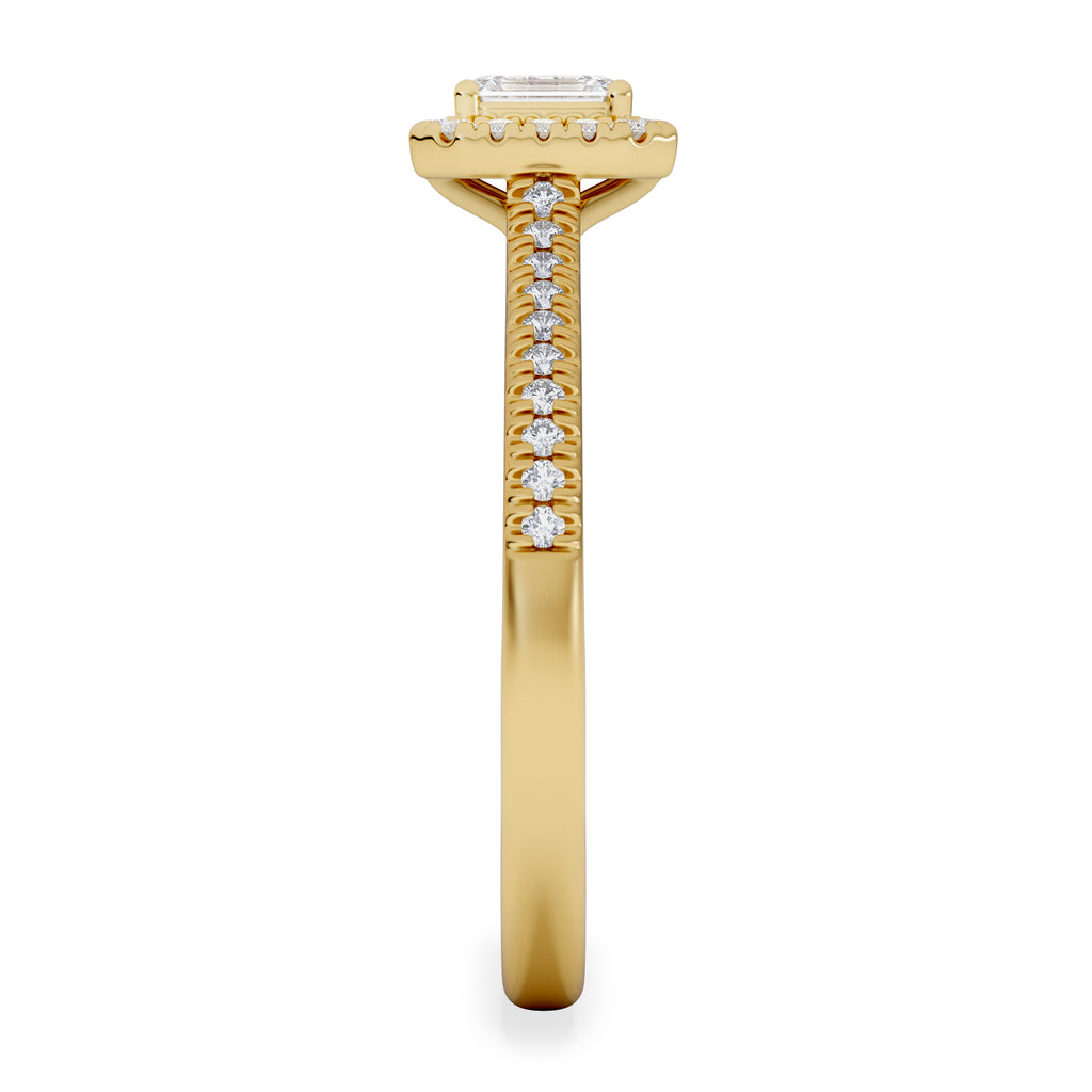 Lumia Emerald Cut Lab Diamond Halo Ring 0.50ct F/VS in 18K Gold Vermeil