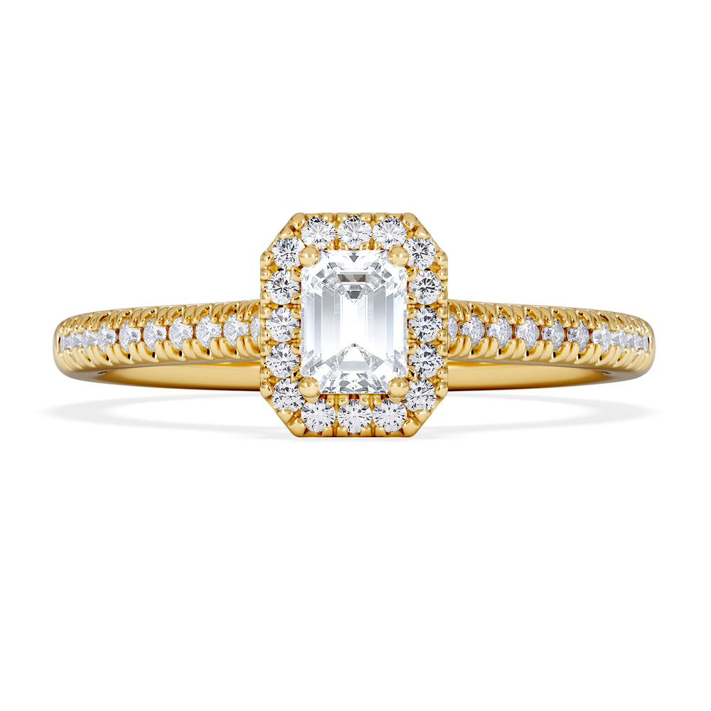 Lumia Emerald Cut Lab Diamond Halo Ring 0.50ct F/VS in 18K Gold Vermeil