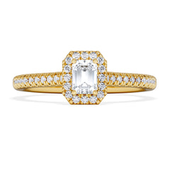 Lumia Emerald Cut Lab Diamond Halo Ring 0.50ct F/VS in 18K Gold Vermeil