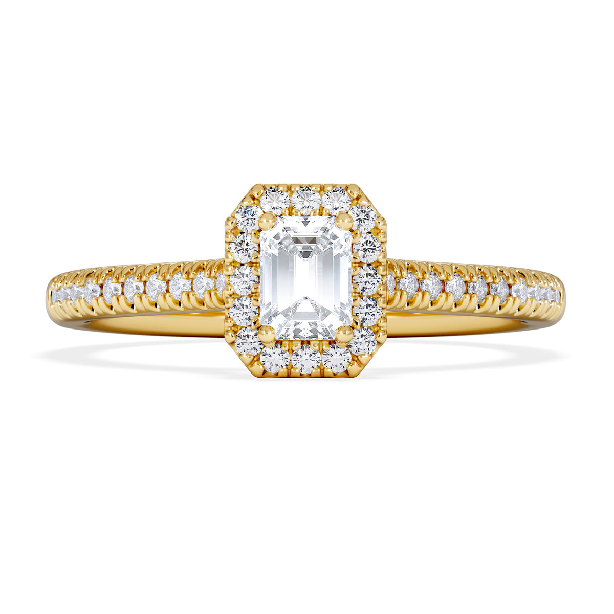 Lumia Emerald Cut Lab Diamond Halo Ring 0.50ct F/VS in 18K Gold Vermeil