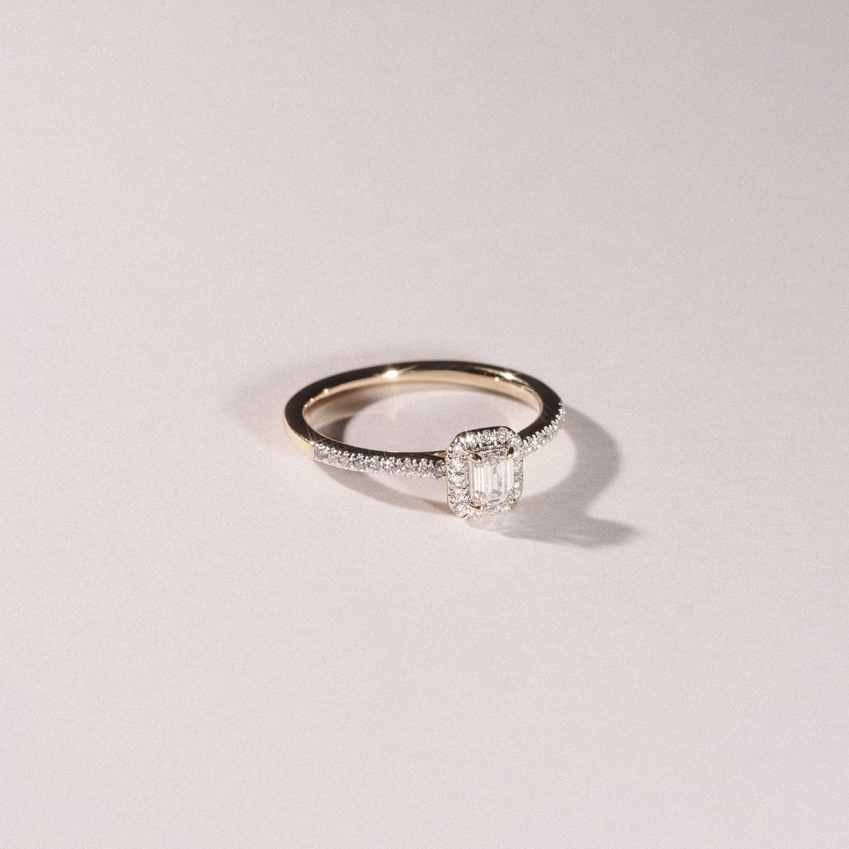 Lumia Emerald Cut Lab Diamond Halo Ring 0.50ct F/VS in 18K Gold Vermeil