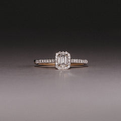Lumia Emerald Cut Lab Diamond Halo Ring 0.50ct F/VS in 18K Gold Vermeil