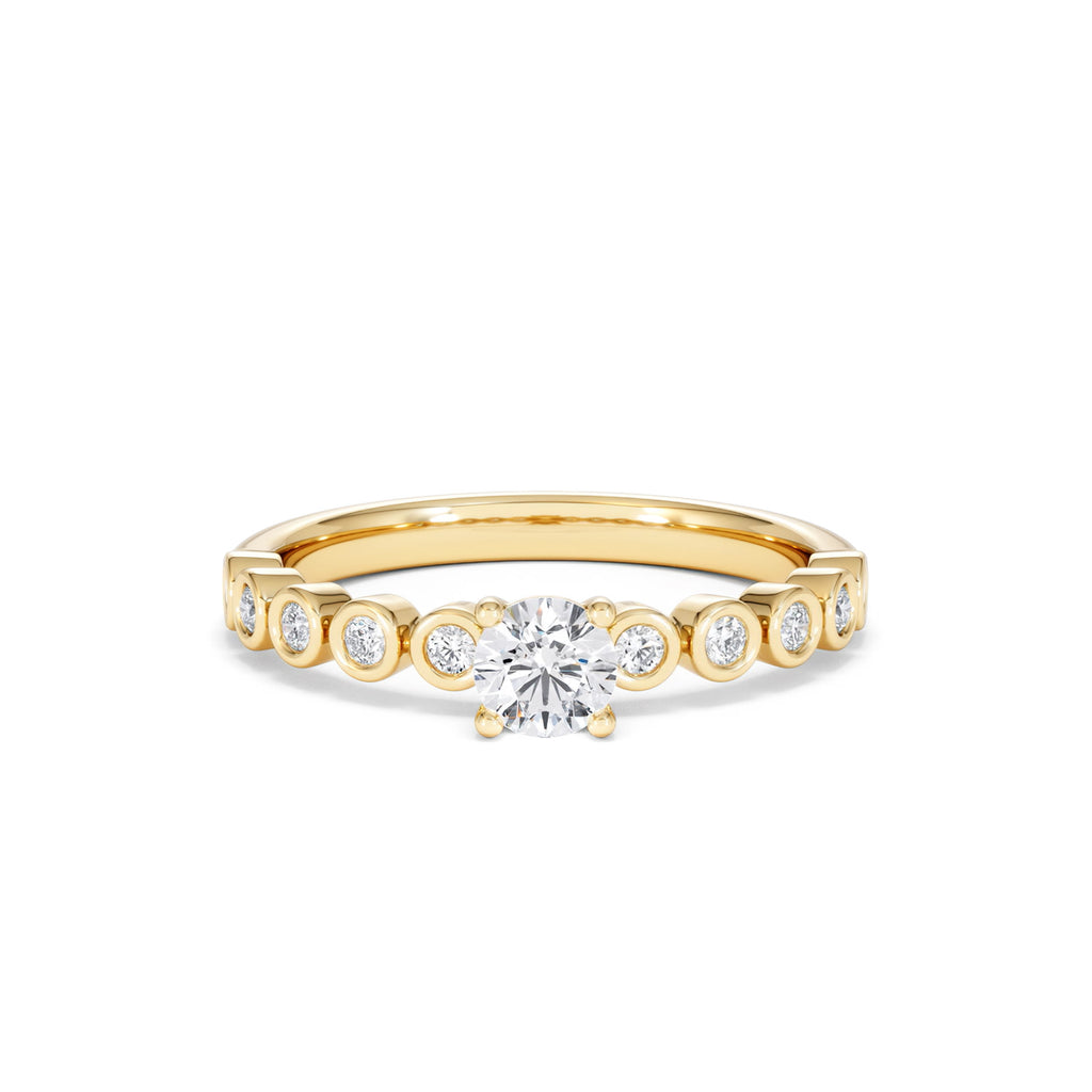 Entwine 0.30ct Round Cut Lab Diamond Solitaire Engagement Ring with Side Stones in 18K Gold Vermeil