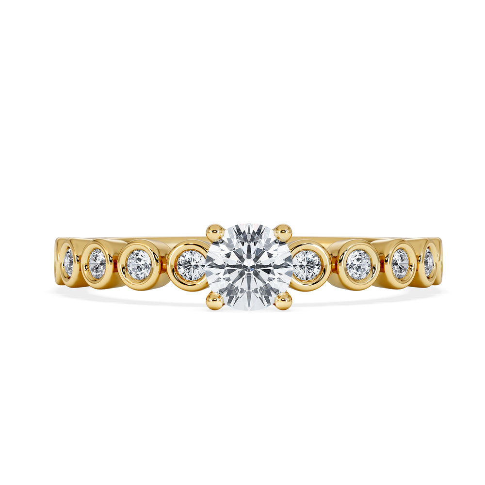 Entwine 0.30ct Round Cut Lab Diamond Solitaire Engagement Ring with Side Stones in 18K Gold Vermeil
