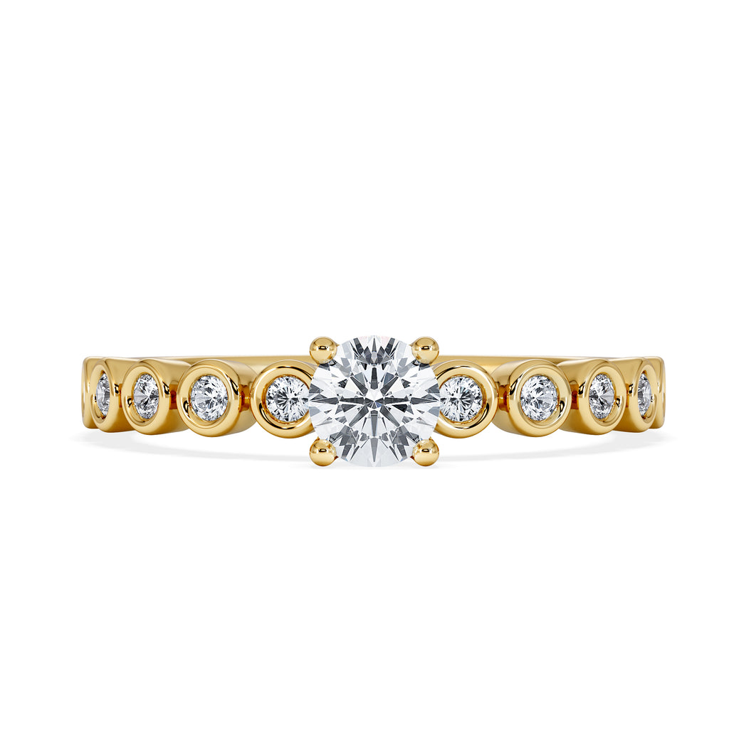 Entwine 0.30ct Round Cut Lab Diamond Solitaire Engagement Ring with Side Stones in 18K Gold Vermeil
