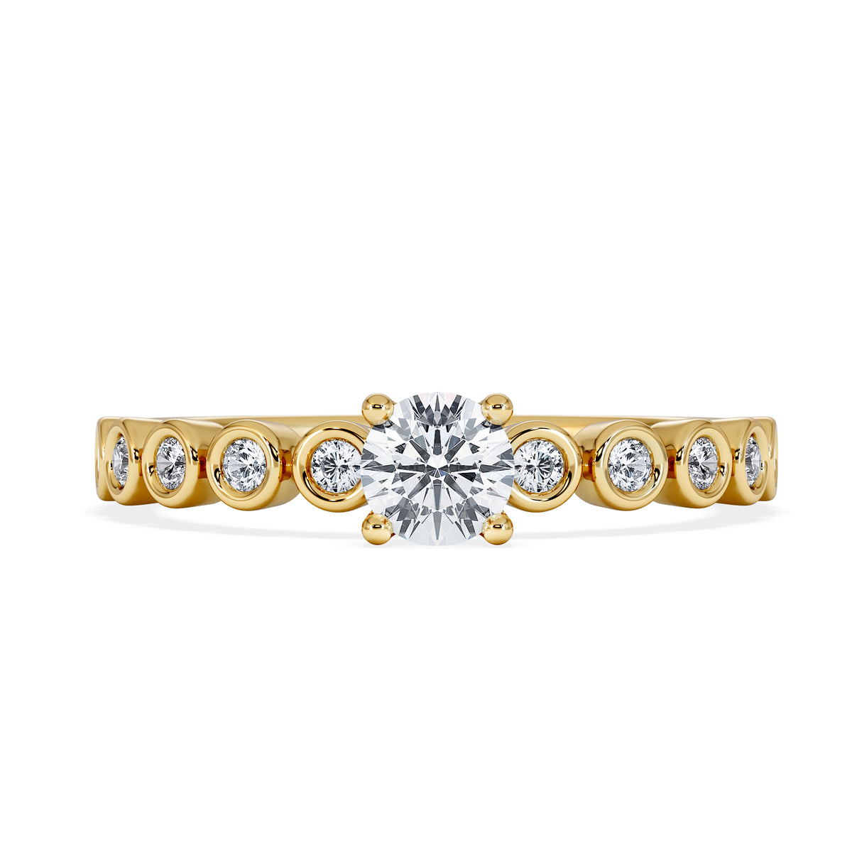 Entwine 0.30ct Round Cut Lab Diamond Solitaire Engagement Ring with Side Stones in 18K Gold Vermeil