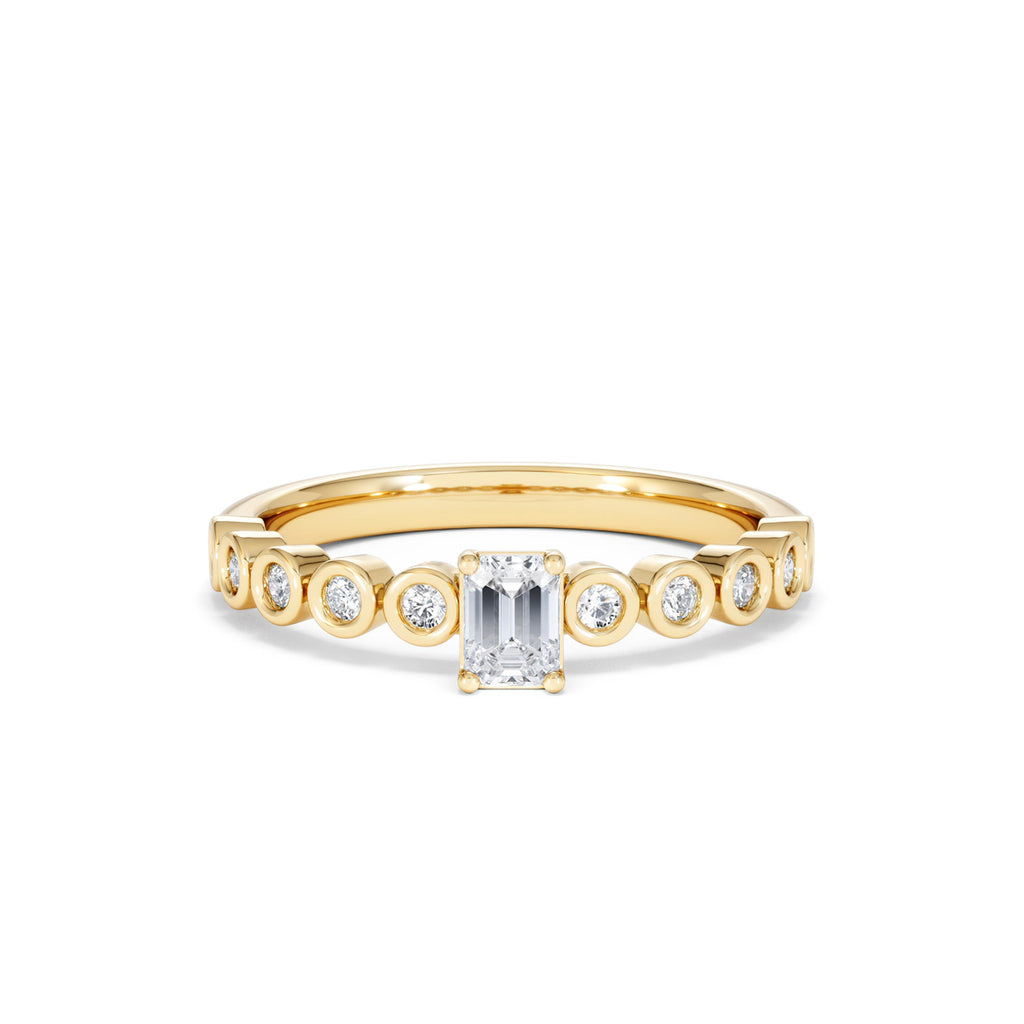 Entwine 0.30ct Emerald Cut Lab Diamond Solitaire Engagement Ring with Side Stones in 18K Gold Vermeil