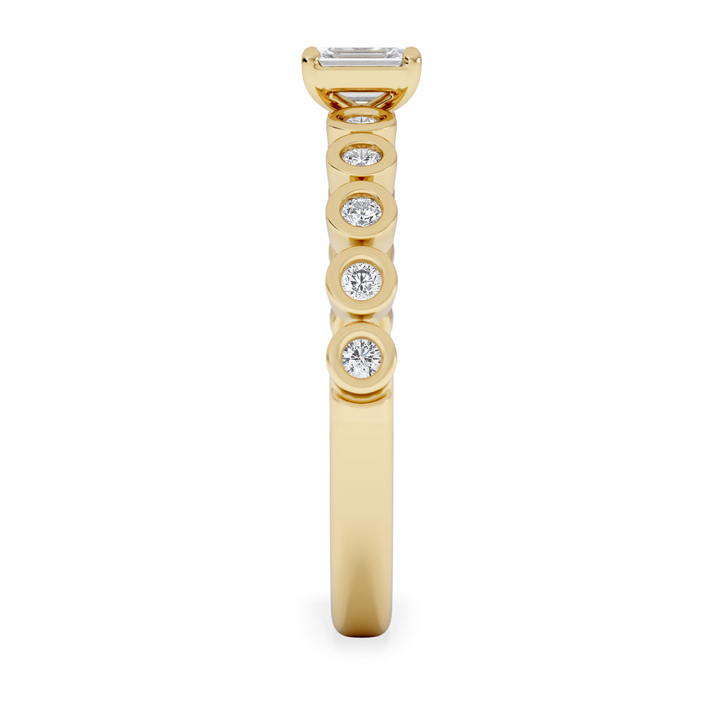 Entwine 0.30ct Emerald Cut Lab Diamond Solitaire Engagement Ring with Side Stones in 18K Gold Vermeil