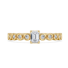 Entwine 0.30ct Emerald Cut Lab Diamond Solitaire Engagement Ring with Side Stones in 18K Gold Vermeil
