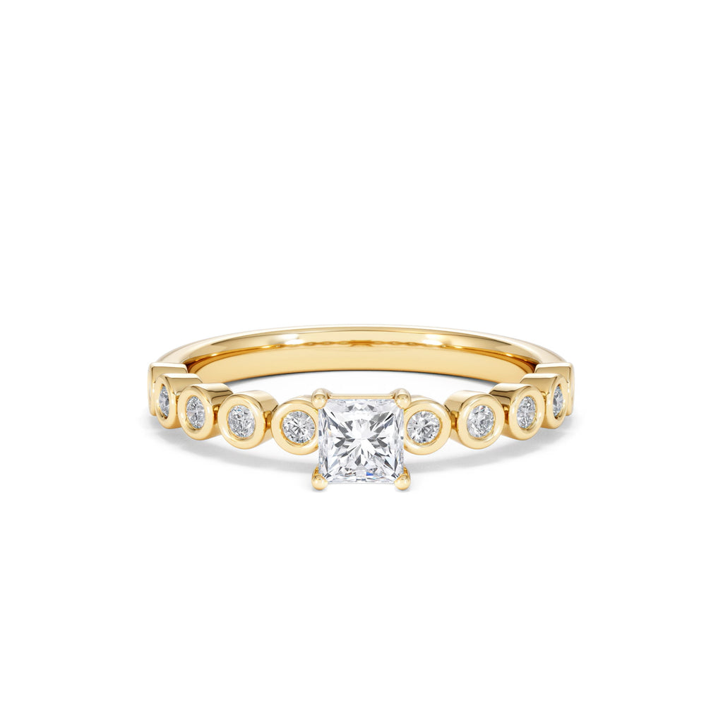 Entwine 0.30ct Princess Cut Lab Diamond Solitaire Engagement Ring with Side Stones in 18K Gold Vermeil