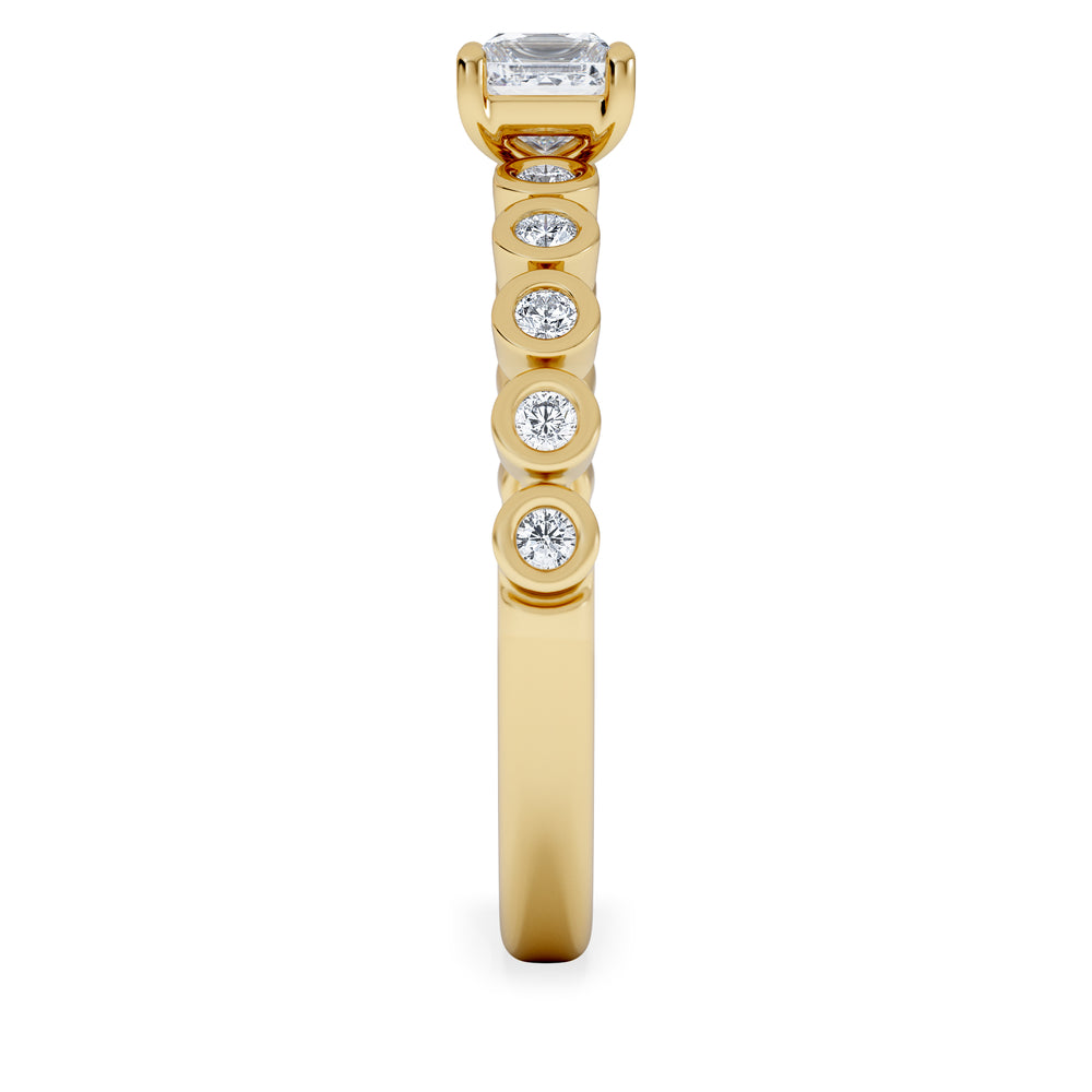 Entwine 0.30ct Princess Cut Lab Diamond Solitaire Engagement Ring with Side Stones in 18K Gold Vermeil