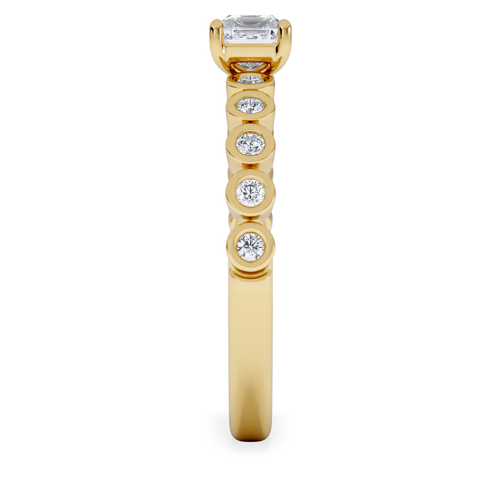 Entwine 0.30ct Princess Cut Lab Diamond Solitaire Engagement Ring with Side Stones in 18K Gold Vermeil