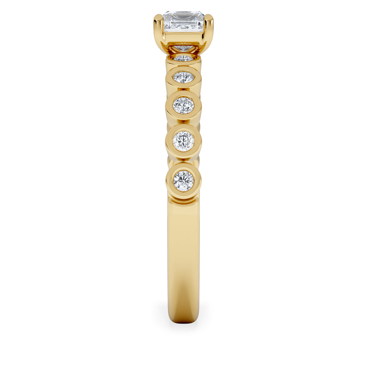 Entwine 0.30ct Princess Cut Lab Diamond Solitaire Engagement Ring with Side Stones in 18K Gold Vermeil