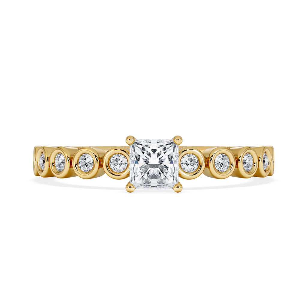 Entwine 0.30ct Princess Cut Lab Diamond Solitaire Engagement Ring with Side Stones in 18K Gold Vermeil