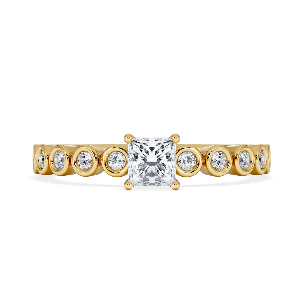 Entwine 0.30ct Princess Cut Lab Diamond Solitaire Engagement Ring with Side Stones in 18K Gold Vermeil